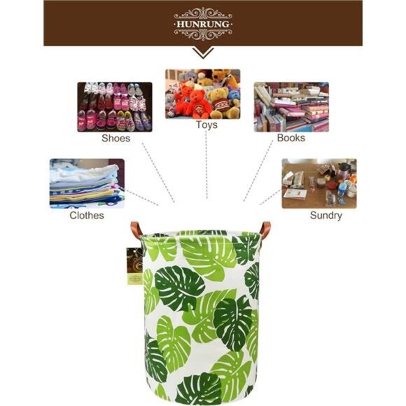 Laundry Hamper,Large Canvas Fabric Lightweight Storage Basket Toy Organizer - Picture 3 of 7